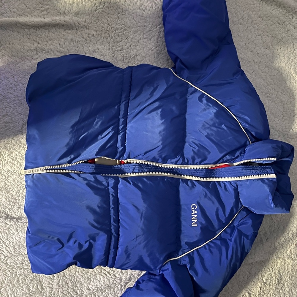 Ganni Red and Blue Puffer Jacket